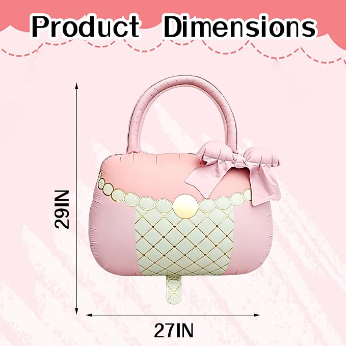 Pink Handbag Mylar Balloon, Diamond Lattice Purse Foil Balloon - Image 2