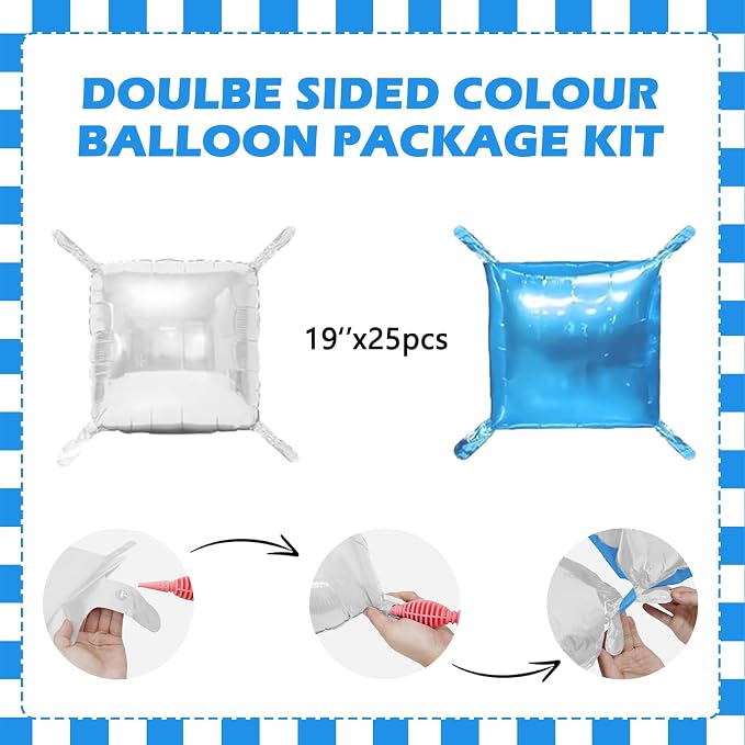 Blue and Silver Balloons Wall Tunnel Backdrop Double Sided Blue Silver Balloon - Image 2