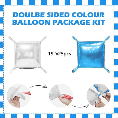 Blue and Silver Balloons Wall Tunnel Backdrop Double Sided Blue Silver Balloon - Image 2
