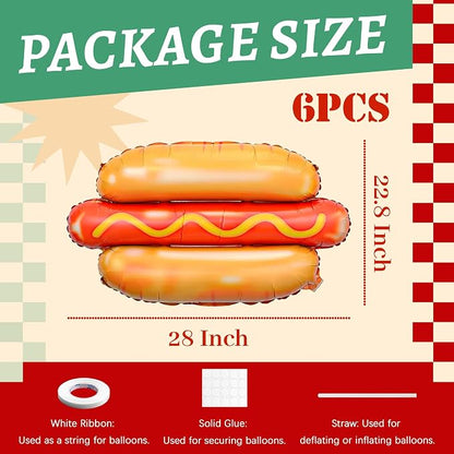 6PCS Giant Hot Dog Foil Balloons 28", Funny Fast Food Party Balloons | - Image 5