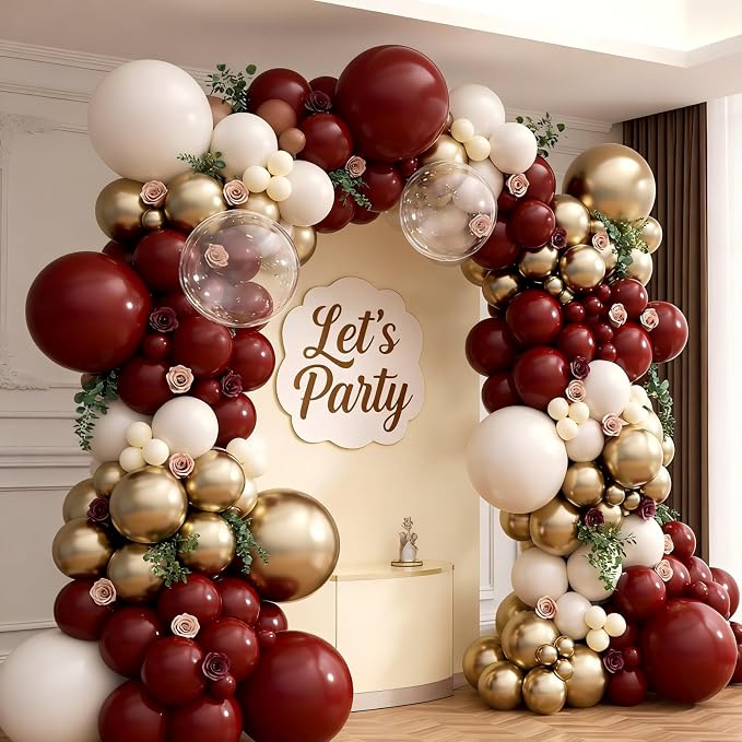 160Pcs Burgundy Balloon Garland Arch Kit - Image 3