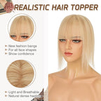 Rich Choices Real Human Hair Toppers for Women With Bang 100% Remy Human Hair Topper for Thinning Hair Clip in Silk Base Hair Topper 14 Inch #18P613 Ash Blonde Mix Bleach Blonde