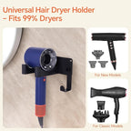 Dyson Hair Dryer Holder Wall Mounted, Hair Tool Organizer Self Adhesive Compatible with Blow Dryer Holder Aluminum HairDryer Holder Wall Mounted for Bathroom Black CHOCHOYAH