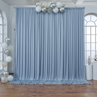 40 ft x 10 ft Wrinkle Free Dusty Blue Backdrop Curtain - Image 9