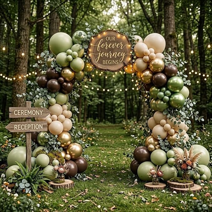 Sage Green Brown Safari Balloons, Camo Army Hunting Balloons - Image 6