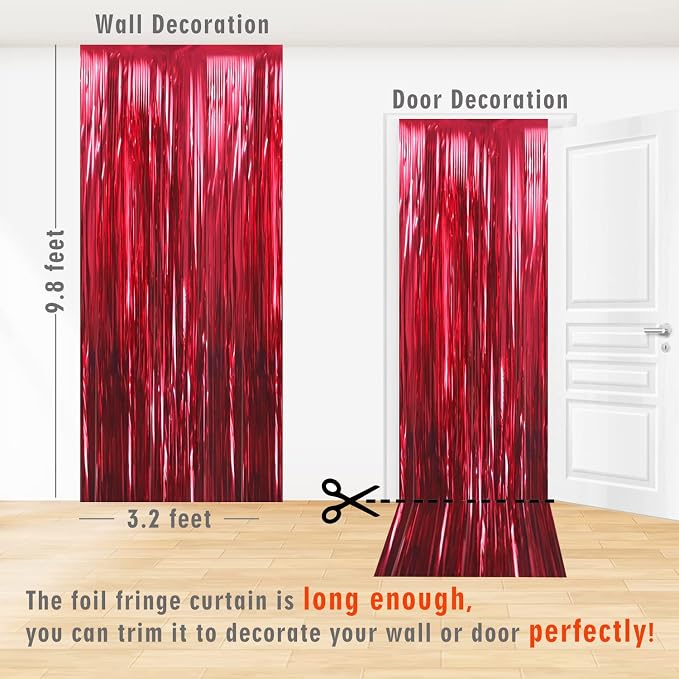 GOER 3.2 ft x 9.8 ft Metallic Tinsel Foil Fringe Curtains Party Photo Backdrop - Image 5