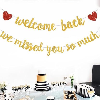 Glitter Gold Welcome Back We Missed You So Much Banner NO DIY | Pre-Strung - Image 4