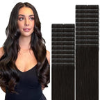 VINBAO Invisible Tape in Hair Extensions Human Hair, Darkest Brown 16in 45g 20pcs, Seamless Invisible Injected Tape Ins Remy Human Hair Thick Ends 16inch #2