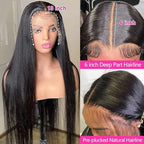 Lemoda 13x6 Straight Lace Front Wigs Human Hair 180% Density 13x6 HD Transparent Lace Front Wig Pre Plucked 15A Brazilian Virgin Glueless Human Hair Wigs for Women 30 Inch