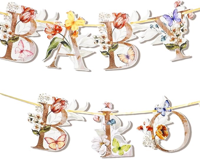 Flower Butterfly Baby in Bloom Banner, Wildflower Butterflies Baby Shower Sign - Image 6
