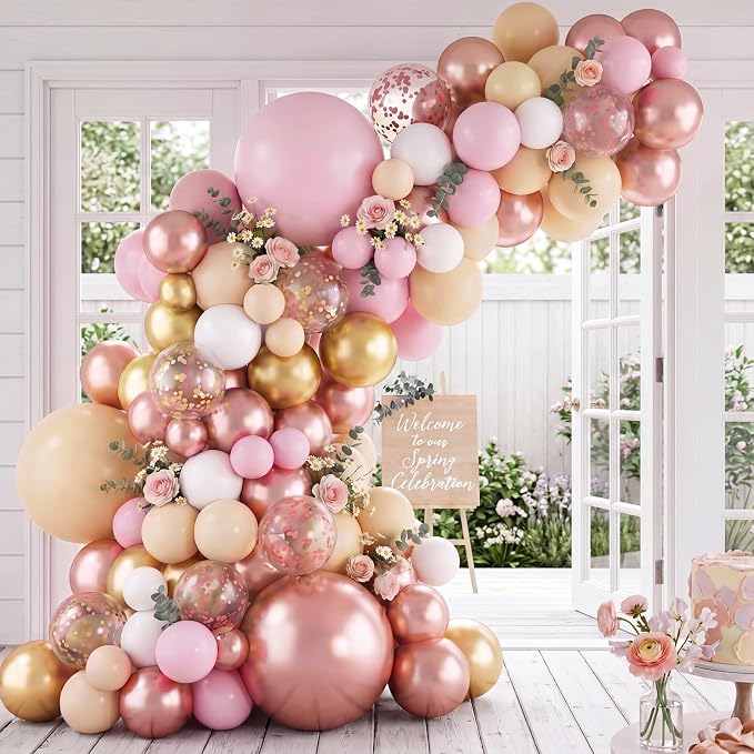 RUBFAC Rose Gold Balloons Garland Arch Kit, Latex Party Balloons Different by RUBFAC