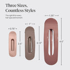 Kitsch Flat Claw Clips for Women - Strong Grip, Comfortable Design | Durable Plastic, Glossy Finish | Lay Down Claw Clip | For All Hair Types | Ideal Gifts for Women - Terracotta, 3pcs