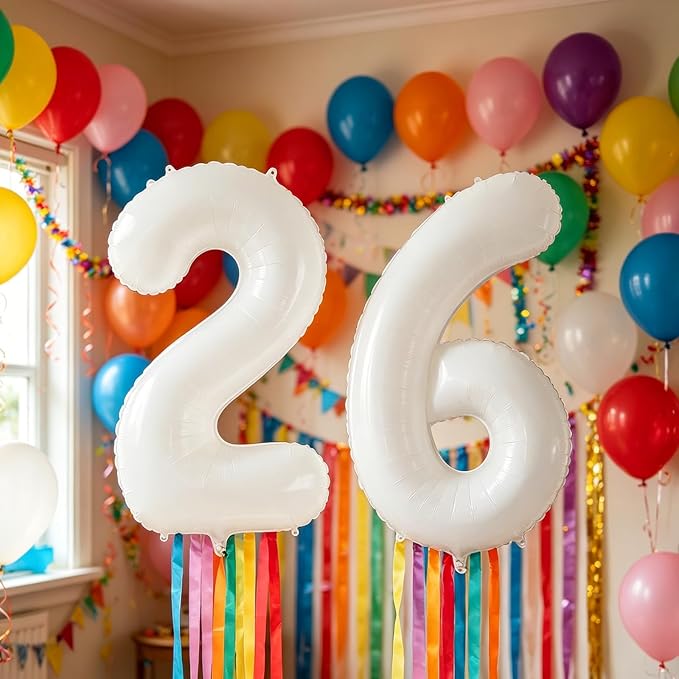 10 Pcs Number Balloons 32 Inch White 0-9 Number Mylar Foil Balloons White - Image 5