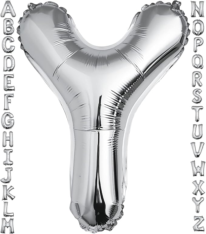 40 inch Silver Letter Y Balloon, Big Size Alphabet Foil Mylar Helium Balloons by VHUWE