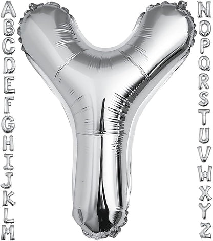 40 inch Silver Letter Y Balloon, Big Size Alphabet Foil Mylar Helium Balloons by VHUWE