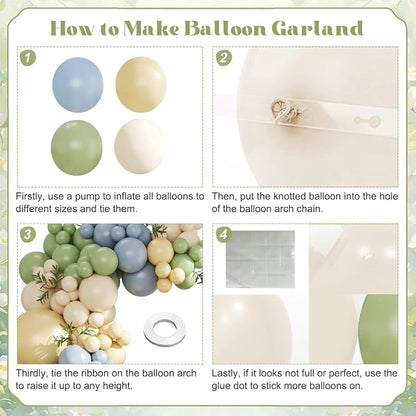 CROSSFINGERS Green Blue Yellow Pastel Balloon Arch Kit - Image 4