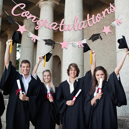 Congratulations Banner Pink Graduation Decorations Class of 2026 Prestrung - Image 4