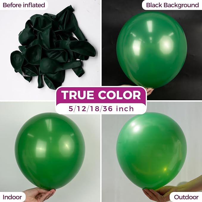 Bezente Dark Green Giant Latex Round Balloons 36 Inch 8 Pack | Emerald Green - Image 2