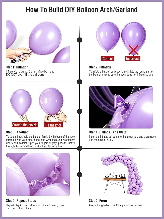 Lavender Balloons 12 Inch 60 Pcs Light Purple Pastel Purple Latex Balloons - Image 5