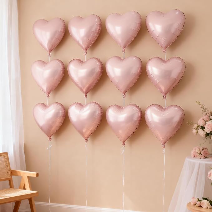 Baby Pink Cream Heart Balloons, Pastel Pink Helium Balloon - Image 5