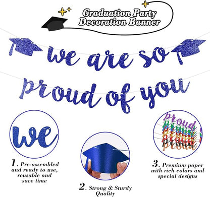2026 Graduation Decorations Pre-Strung Blingbling We Are So Proud of You Banner - Image 2