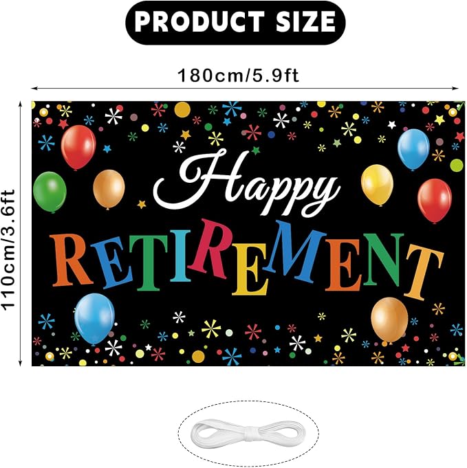 Retirement Banner, Large Happy Retirement Banner Backdrop, Farewell Party - Image 2