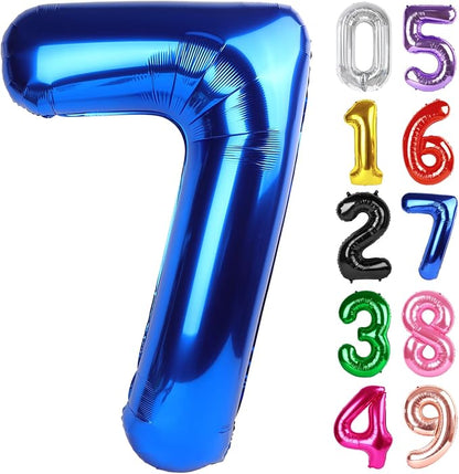 Navy Blue Number 7 Balloon 40 Inch, 7th Birthday Decorations Men Women | Foil by IWERP