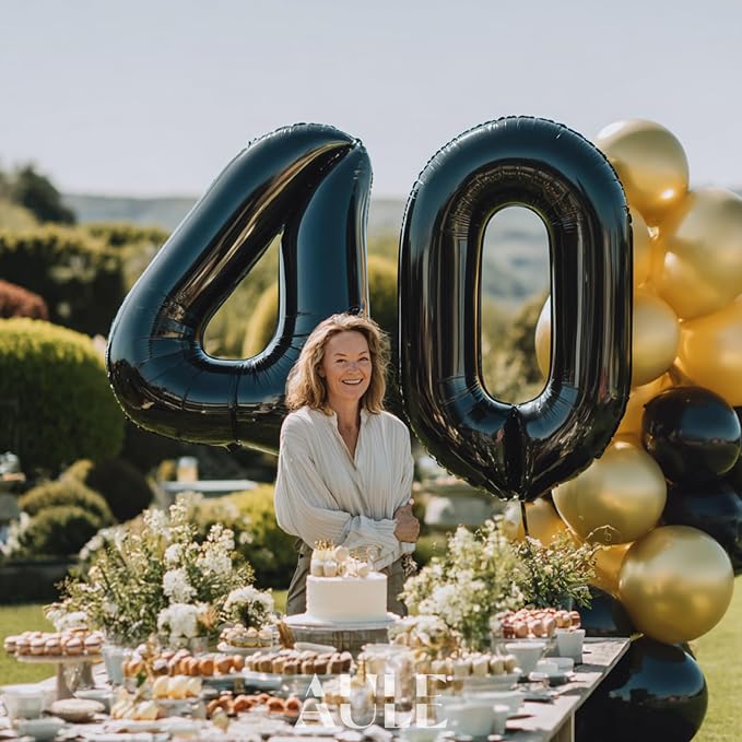 AULE 40 Inch Black 40 Balloon Number Foil 0-9 Birthday Big Numbers | Birthday - Image 5