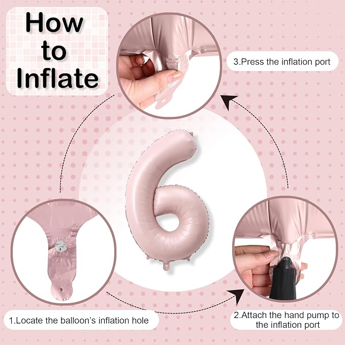 40 Inch 6 Balloon Number, Large Pastel Baby Pink Foil Number 6 Balloons - Image 7