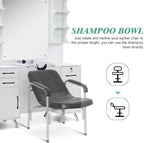 BarberPub Backwash Shampoo Bowl Cabinet, Wall Mount Station with Mirror, Storage Cabinet with Drawers & Shelf Salon Equipment for Barber Salon 3141 (White)