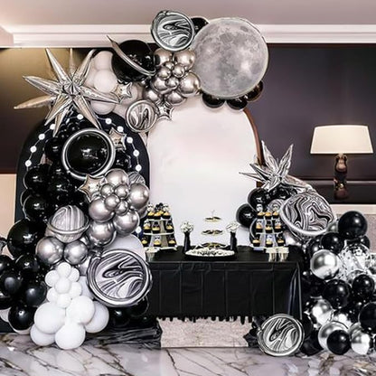 Black and Silver Balloons, Metallic Silver and Black Balloons Pearl Silver - Image 7