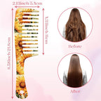 Wide Tooth Comb,Effortless Tangle Removal for Curly, Wet, Long Hair Wet,Cute Aesthetic Design for Women Men and Girls (Yellow-05)