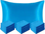 NTBAY 12 Pack Satin Queen Pillowcases for Hair and Skin, Luxurious and Silky Pillow Cases with Envelope Closure, 20 x 30 Inches, Royal Blue
