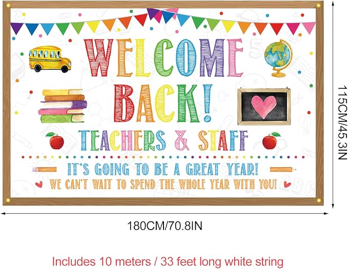 Welcome Back Backdrop Banner Back to School Backdrop Decoration First Day of - Image 2