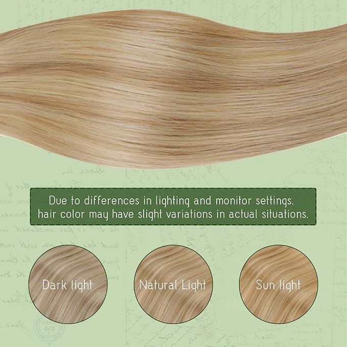 RUNATURE Clip in Hair Extensions Real Human Hair 24 inch, Long Straight Hair, Remy Human Hair Clip in Extensions, Easy Install Hair Extensions 135g 7pcs #16P24 Golden Blonde Highlights