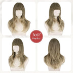 SOFEIYAN Long Straight Layered Brown Ombre Blonde Wig with Bangs 24 Inch Synthetic Natural Hair Wig Soft Heat Resistant Long Wigs for Women Daily Party Use