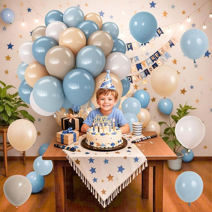 Dusty Blue Neutral Balloons, 12Inch Retro Blue Boho Apricot Latex Balloons - Image 3