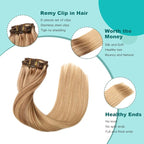 SURNEL Clip in Hair Extensions Balayage Golden Brown Fading to Honey Blonde Clip in Extensions Real Human Hair 16inch 6pcs 100g(#10/27/27,16'')