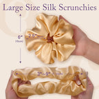 OLESILK Silk Scrunchies Oversized 100% Mulberry: Large for Women& Girls Long Thick Hair, Soft Smooth for No Damage Hair Care Sleeping