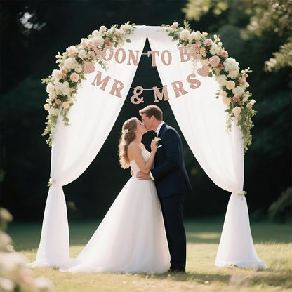 Soon To Be Mr & Mrs Sign for Bridal Shower Banner, Pre-Strung Rose Gold Glitter - Image 6