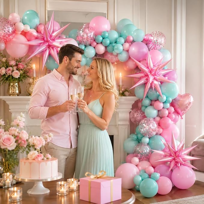 Pink and Teal Blue Balloon Arch Garland Kit, Pastel Pink Teal Blue Turquoise - Image 7