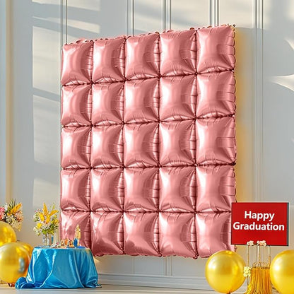NISOCY 25PCS Rose Gold Square Foil Balloons Wall Backdrop | Double Sided - Image 6