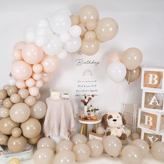 Neutral Balloons Arch Kit, Cream Peach Boho Balloons Garland - Image 5