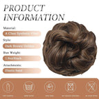 Large Messy Bun Hair Piece Curly Synthetic Extensions Scrunchies Fake Chignon Updo Hairpieces for Women Dark Brown Highlights