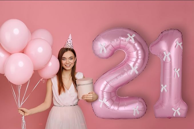40 Inch Number Balloons with Bow Coquette Birthday Decorations Giant Number 1 - Image 7