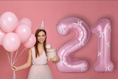 40 Inch Number Balloons with Bow Coquette Birthday Decorations Giant Number 1 - Image 7
