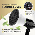 Herbishh Universal Hair Dryer Diffuser - Adjustable 3.5-8 cm, Rotary Clip for Curly & Wavy Hair, Even Heat, Reduces Frizz & Adds Volume, Heat-Resistant Air Hood for Effortless Curl Definition (White)