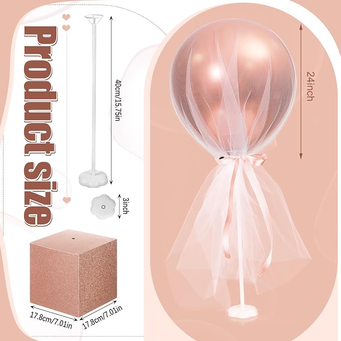 4 Set Rose Gold Confetti Tulle Tutu Balloon - Image 3