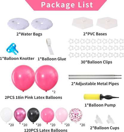 Hot Pink and Black Balloon Column Stand Kit Set of 2 - Image 2