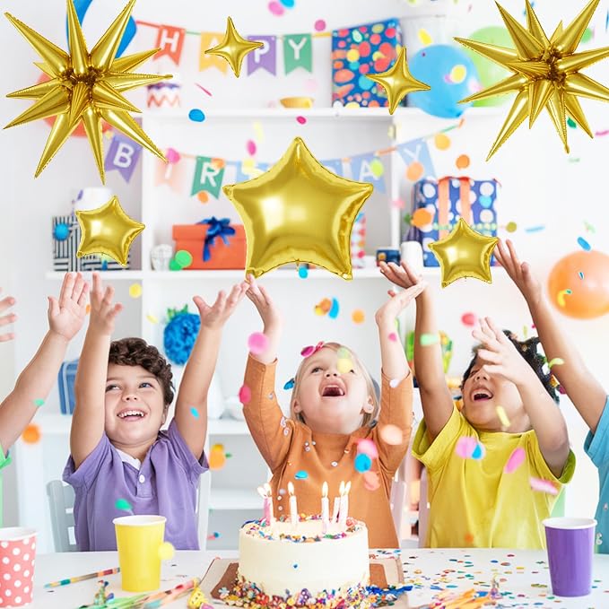 Gold Star Balloons, 22/18/10 Inch Foil Balloons, Four-Pointed Balloon - Image 6
